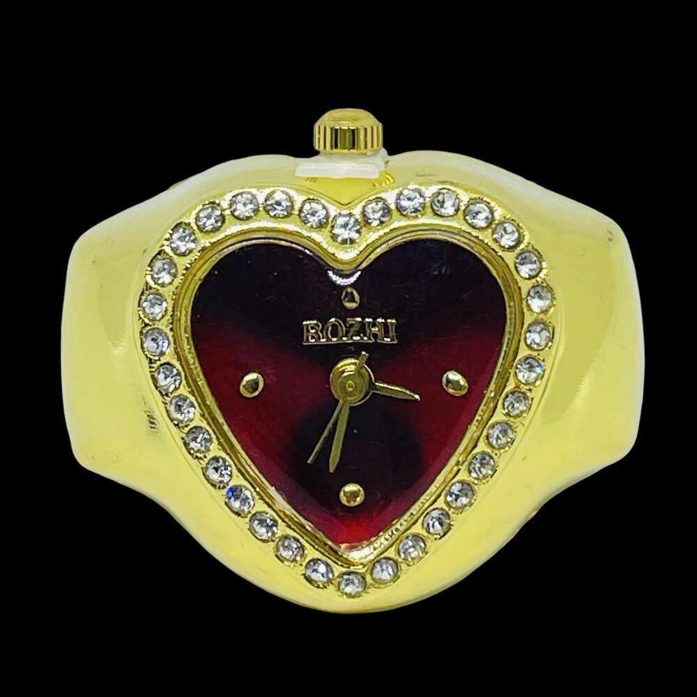 BOZHI Ring Watch Gold Design With Crystals New